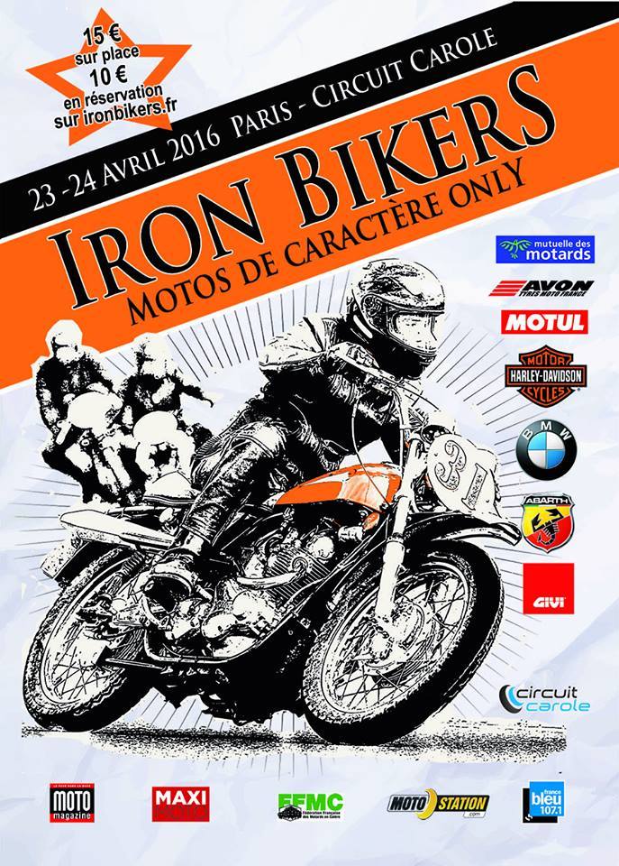 Affiche officielle du salon Iron Bikers 2016, Motos de caractère only (Circuit Carole)