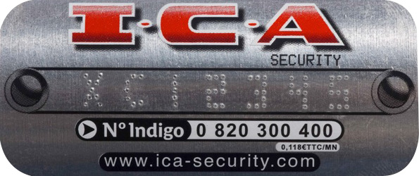 Plaque de gravage antivol ICA Security