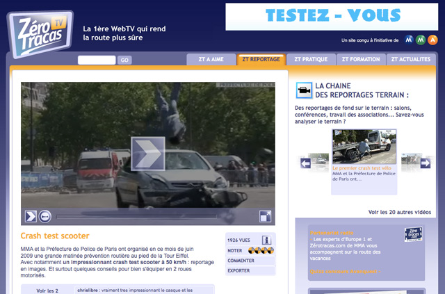 Zéro Tracas TV, WebTV sur la prévention routière en scoter