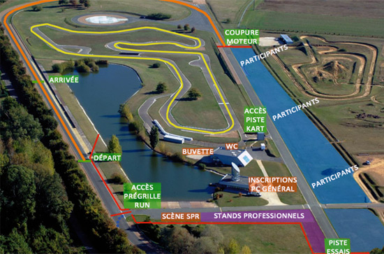 Vue aérienne de la piste avec dessins des activités