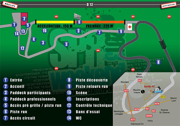 Plan du Scooterpower Weekend 2013 de Montbeugny