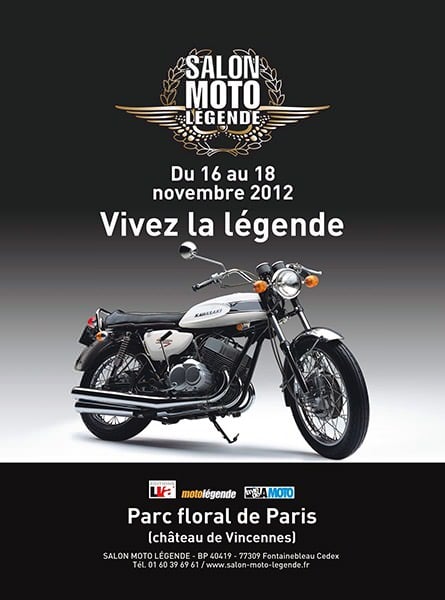 Affiche du Salon Moto Légende 2012, qui se tiendra au Parc Floral de Paris en novembre