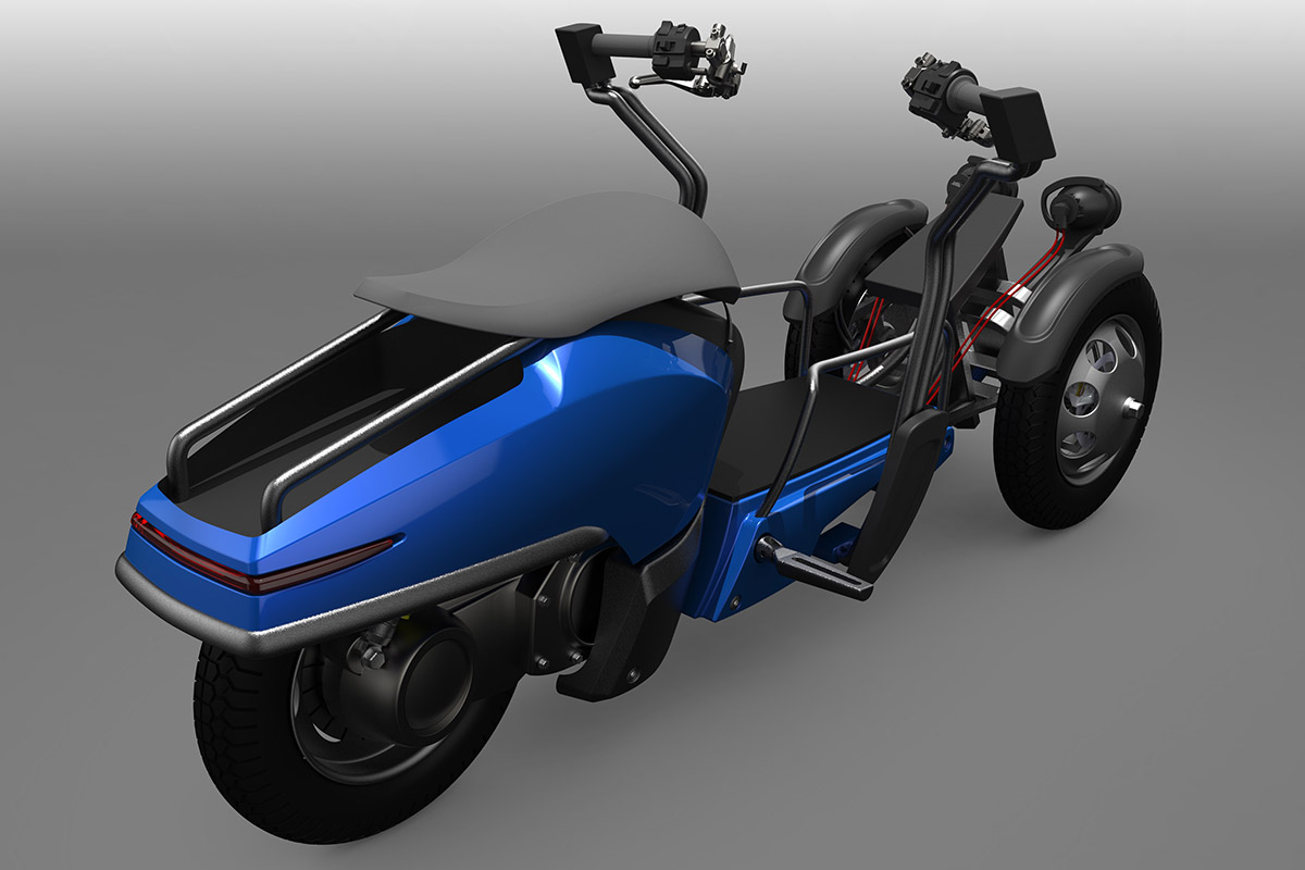 Stéphane Fougere a imaginé ce concept de scooter Cargo électrique à 3 roues