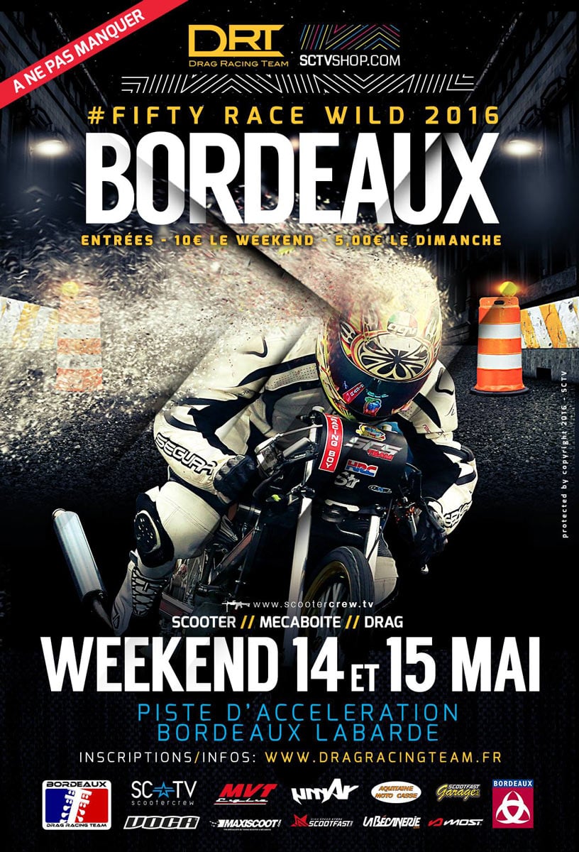 Affiche officielle de la Drag Racing Team : Fifty Race Wild 2016 à Bordeaux Labarde