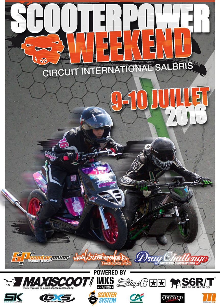 Affiche officielle du Scooterpower Weekend 2016 (Salbris, 9 et 10 juillet)