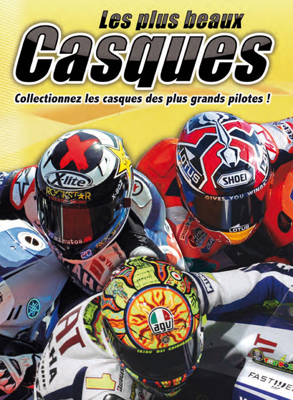 L'affiche de cette collection de casques des pilotes de MotoGP