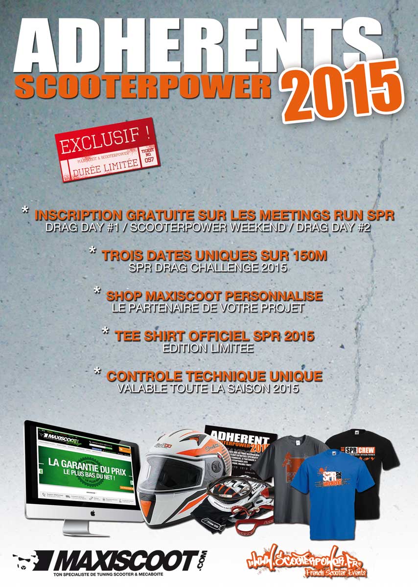 Avantages des adhérents Scooterpower pour 2015