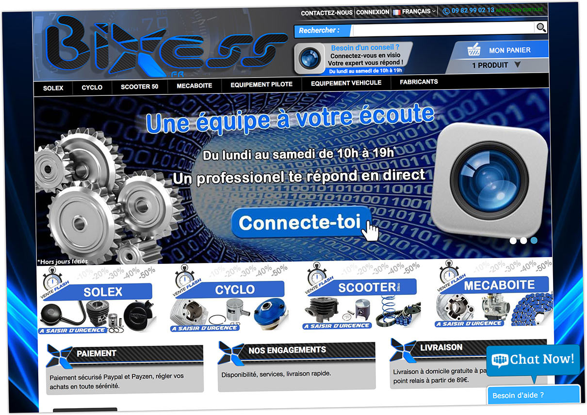 Le site Bixess.fr permet de commander vos pièces pour deux-roues 50cm3
