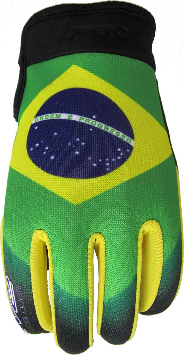 Même traitement pour les gants moto Five Planet Patriot Brésil