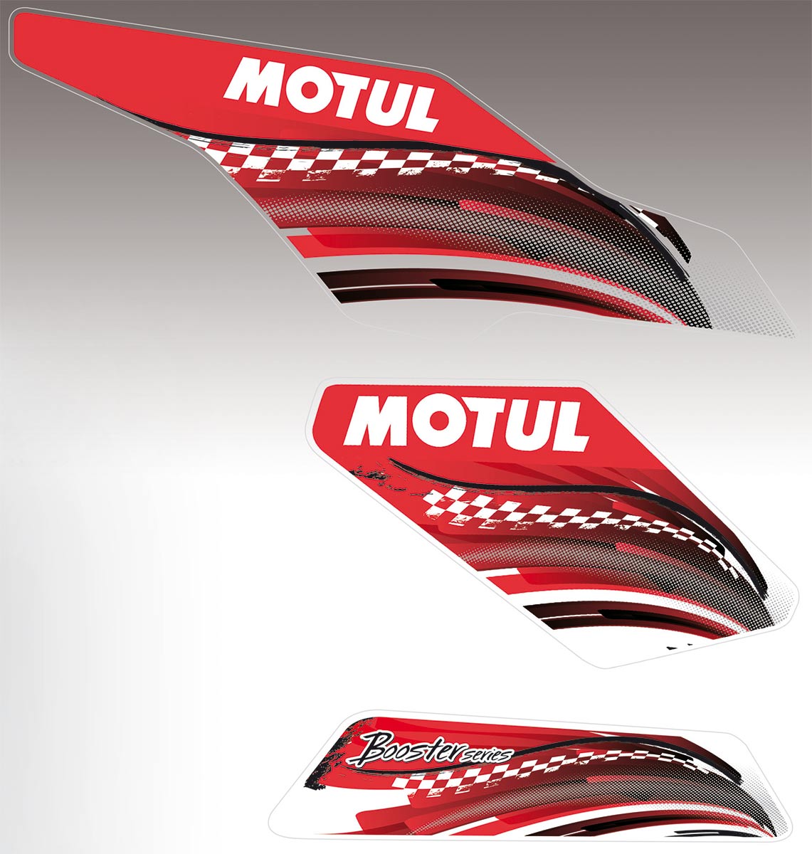 Le kit autocollant pour Booster se compose de 6 stickers aux couleurs de Motul