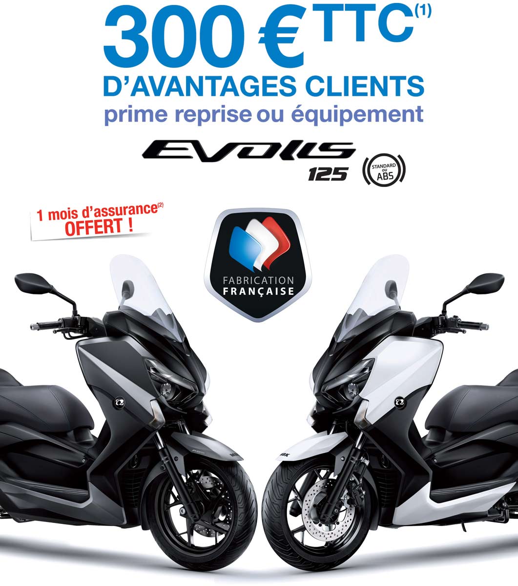 300€ d'avantages clients sur le scooter MBK Evolis 125 en concession