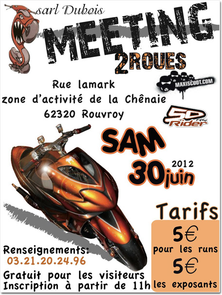 Affiche du meeting scooter de la SARL Dubois 2012, à Rouvroy