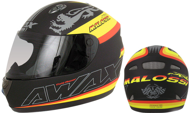 Casque intégral moto Awax Café Racer Malossi Replica, 100% Racing