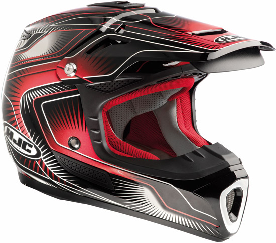 Le casque cross HJC AC-MX Aura offre une déco tendance motocross