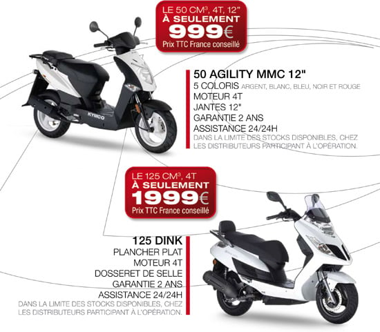 Promotions et offres spéciales de rentrée sur les scooters 50 et 125 Kymco
