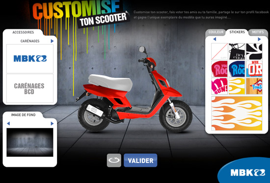 Customisation d'un MBK Booster dans le cadre du jeu Customise ton scooter