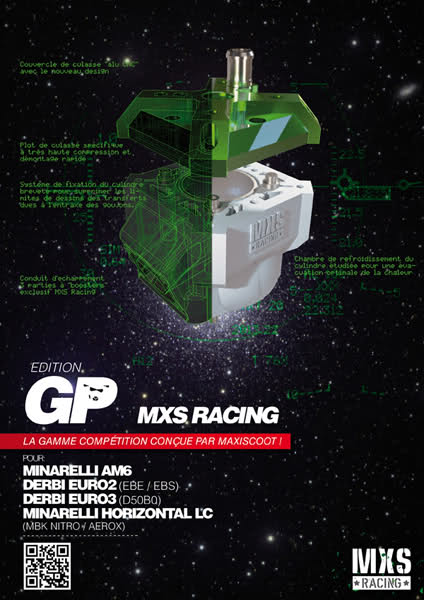 Un aperçu du futur cylindre MXS GP90. Admirez la culasse verte anodisée.