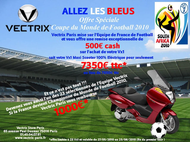 Offre spéciale Vectrix pour la Coupe du Monde de Football 2010