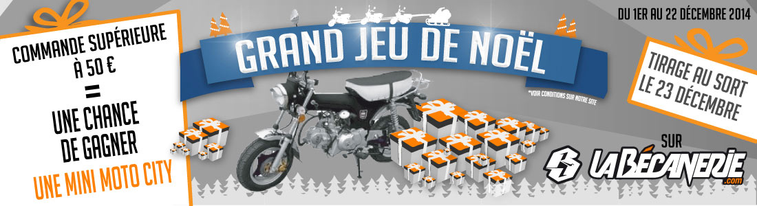 Grand jeu de Noël : pour chaque commande supérieure à 50€, une chance de gagner une mini moto City