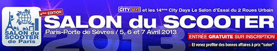 Le Salon du scooter de Paris 2013, c'est du 5 au 7 avril à la Porte de Sèvres (15ème)