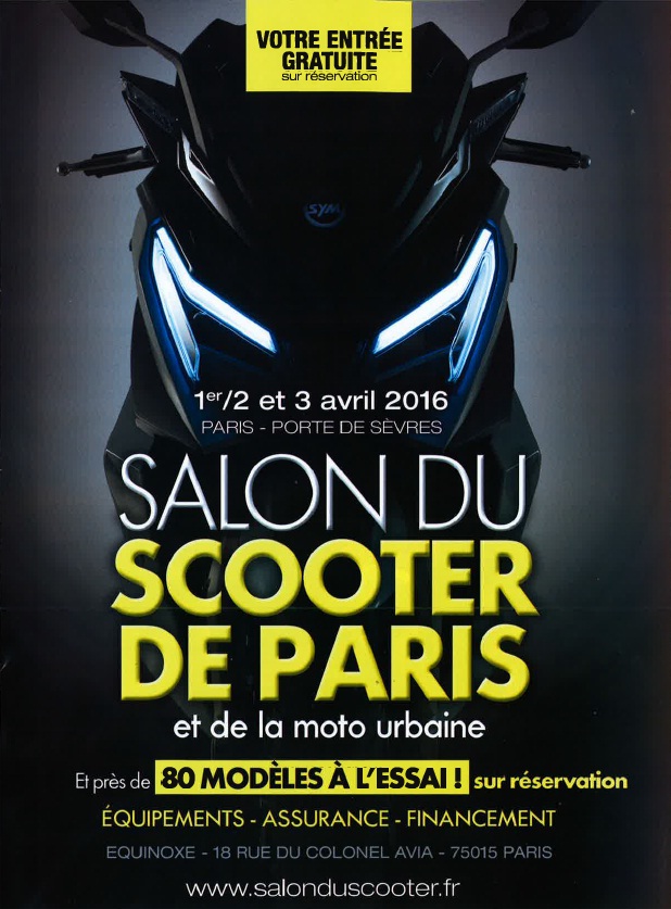 Affiche officielle du Salon du scooter de Paris 2016, à l'espace Équinoxe