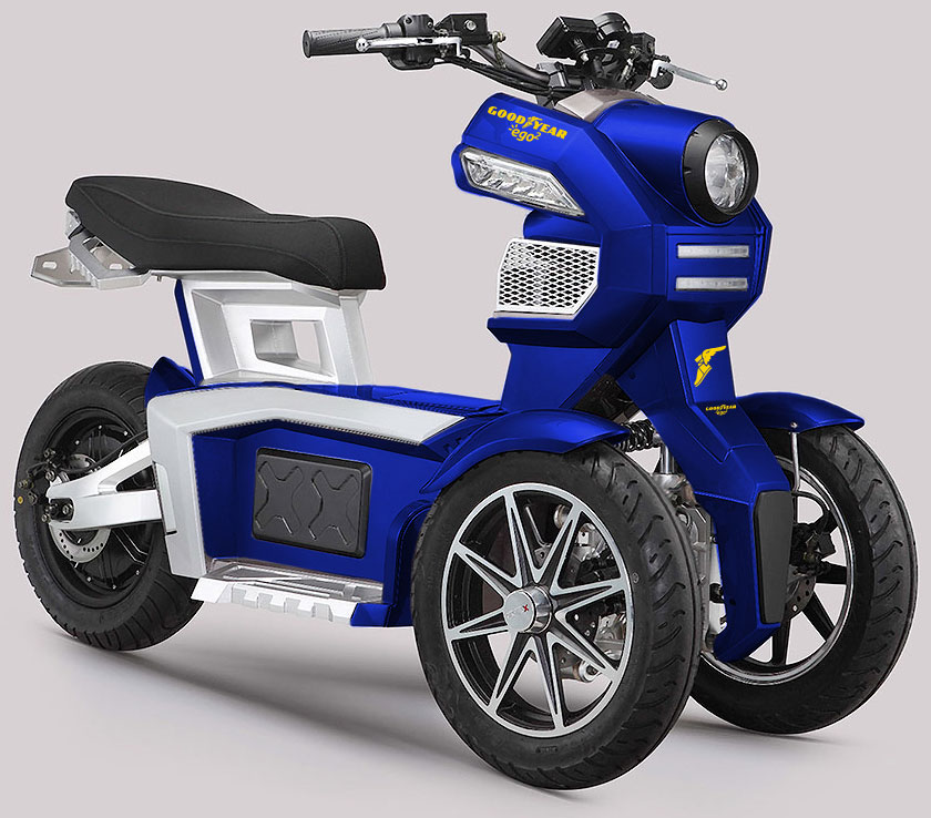 Le Goodyear Ego2 est un scooter électrique à 3 roues aux lignes futuristes