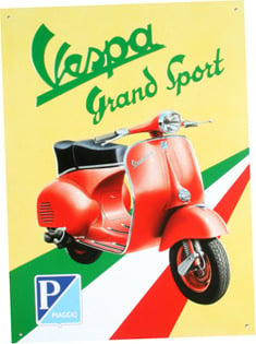 Affiche d'époque pour le scoot en tôle Vespa Grand Sport